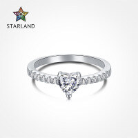 wholesale S925 Sterling Silver Women's European and American Light Luxury Minimalist Heart Carat Simulated Diamond Ring Jewelry Birthday Valentine's Day Wholesale-AY120239 No.6
