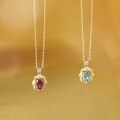 wholesale S925 silver Japanese retro niche design amethyst and sky blue topaz necklace, minimalist women's jewelry-0-0