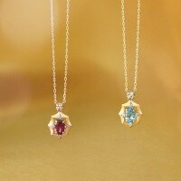 wholesale S925 silver Japanese retro niche design amethyst and sky blue topaz necklace, minimalist women's jewelry-Sky Blue Necklace (Gold)  925 Silver