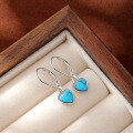 wholesale 925 Sterling Silver European and American Cross-Border New Bohemian Retro Minimalist Heart-shaped Turquoise Ear Studs and Ear Drops for Women-0-2