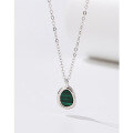 wholesale 925 Sterling Silver Two-Tone Malachite Mother-of-Pearl Pendant Necklace for Women, Minimalist Light Luxury Small Brand Collarbone Chain, Versatile-0-0