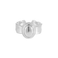 wholesale S925 Sterling Silver 873 New Ellipse Matte Silver Ring High-end Minimalist Geometric Design Adjustable Open Ring for Women-Platinum [No. 14/Adjustable] Opening adjustable