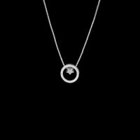 wholesale Stainless Steel Exquisite Round Star Necklace for Women, Korean-style Sweet Micro Pave Diamond Five-pointed Star and Crescent Moon, Fresh and Elegant Neck Jewelry-XB091-white gold