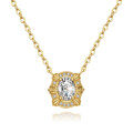 925 Sterling Silver Moissanite Necklace Pendant, 1 Carat Oval Cut Choker Chain-0-3