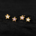 wholesale Sterling Silver with Diamond Inlaid Five-Point Star Ear Studs for Women, Ins Minimalist and Elegant Small Exquisite Ear Cartilage Earrings M02013-0-3