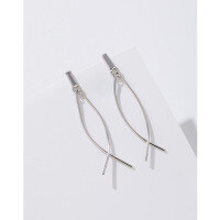 wholesale 925 Sterling Silver Cross Tassel Earrings for Women, Minimalist Luxury Small Design, New Stud Earrings, Elegant and High-End Ear Accessories-Cross Earrings White Gold - with Plastic Earplugs 925 Silver