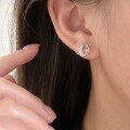 wholesale Sterling Silver S999 Geometric Inlaid Stud Earrings Women Small Minimalist FashionVersatile Korean Style Ear Accessories-0-0