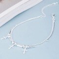 wholesale S925 silver cross bracelet for women, Korean-style small fresh and simple, silver-plated round tube and bead double-layer bracelet-0-1