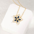 wholesale 18K Gold Artli Jewelry Artistic Retro Hollow Flower High Sapphire Full-Cut Diamond Necklace Jewelry Manufacturer Wholesale-0-1