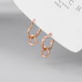 wholesale S925 silver wire interlocking heart earrings, minimalist Korean-style fashionable and elegant earrings M01187-0-4