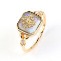 wholesale S925 silver gold-plated with natural gray-blue labradorite vintage Japanese-style antique jewelry ring for wholesale-0-0