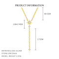 wholesale S925 Sterling Silver Eight-Pointed Star Zirconia Tassel Pendant Necklace for Women-0-5