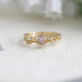 wholesale Metal material comes first DuLi versatile gemstone thin ring gentle and sweet natural amethyst / topaz ring Japanese style gratitude message-0-1