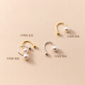 wholesale 925 Sterling Silver Pearl Earrings U-Shaped Arc Twist Threaded Bead Earrings for Women G8817-0-0