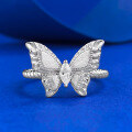 wholesale S925 Sterling Silver Plant-inspired Vintage Brushed Dreamy Butterfly Ring, Fashionable and Versatile with a High-end Feel-0-5