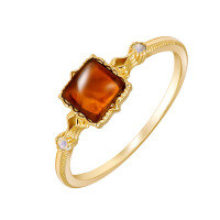 wholesale S925 Silver Plated 14K Gold, Artificial Amber, Retro Style Spring New Collection from Dunli Jewelry Wholesale Factory-Amber + Opal Ring Mido No. 7