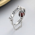wholesale S925 Sterling Silver Creative Letter Link Chain Small Lantern Red Zircon Ring New Korean Style Index Finger Ring for Women-0-0