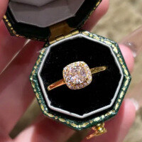 wholesale Metal: S925 Sterling Silver Gold Plated, Imported High Carbon Diamond 5*5mm Fat Square Candy Pink Diamond Daily Style-R1022 Pink Diamond No. 9