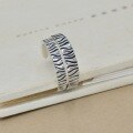 wholesale S925 Sterling Silver Mountain Texture Couple Rings Open-Ended Antique Wushan Niche Student Bands Unisex Matching Gift-0-3