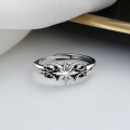 wholesale S925 Sterling Silver Retro Hexagram Pattern Ring Hip Hop Punk Trend Index Finger Ring for Men and Women-0-3