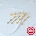 wholesale S925 Sterling Silver Diamond-Studded Long Fringe Earrings, European Minimalist Style-0-1