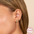 wholesale S925 Sterling Silver Single Row Diamond Ear Cuff with Drop and Solitaire Stud, Creative Trendy Earring-0-1