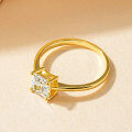 Copper Gold-Plated Square Cut Zircon Women's Solitaire Ring, Fashionable Minimalist Commuter Style, Direct from Manufacturer-0-1