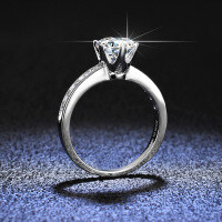 925 Sterling Silver Moissanite Six-Prong Crown Ring for Women Wholesale-1 carat (moissanite)  13 yards