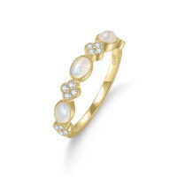 wholesale S925 Sterling Silver Plated Cross-Border Niche Light Luxury Ins Style Gemstone Ring with Natural Moonstone for Women-Natural Moonstone Ring  US Size 8 (Domestic Size 17)