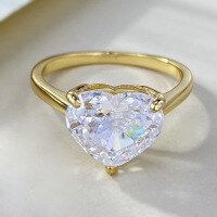 wholesale S925 Sterling Silver New Style High-End Zircon Inlaid Heart Shaped Fashion Versatile Elegant Proposal Ring-R016 Gold Heart White Diamond No. 9
