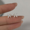 wholesale Sterling Silver Balloon Dog Stud Earrings Women's Japanese Korean Style Shiny Beads Cute Cartoon Dog Sweet Accessories G7966-0-0