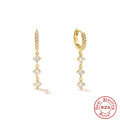 wholesale S925 Sterling Silver Geometric Tassel Chain Earrings with Inlaid Diamonds, Extra Long, Super Fairy,INS-0-5
