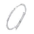 wholesale 999 sterling silver flourishing flower silver bracelet for women, solid silver adjustable mother's style silver bangle as Mother's Day gift-0-4