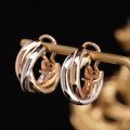 wholesale 18K Tri-Color Gold (Rose Gold, Yellow Gold, White Gold) Earrings, Rose Gold Stud Earrings, AU750 Plain Gold Earrings, Custom Design Based on Images or Samples-0-3