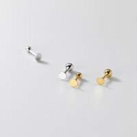 wholesale S925 silver Korean version minimalist earring care round ear stud threaded bead summer student earrings wholesale G9777-S925 silver one pair of gold 3MM beads 925 silver