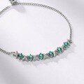 wholesale S925 Sterling Silver Cultivated Emerald Oval Fashion Elegant Adjustable Bracelet for Women Cross-Border Supply-0-2