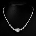 wholesale 925 Silver SP Jewelry 075 Carat White Round 55mm European and American Light Luxury Niche Necklace for Women 40+5cm-0-0