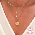 wholesale S925 Sterling Silver INS Style Mini Star Moon Lightning Layered Choker Necklace, Popular Women's Necklace-0-3