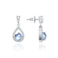 wholesale S925 Sterling Silver Elegant and Noble Natural Cream Blue Moonstone Earrings for Women, Gemstone Cross-Border Trade Earrings-0-4
