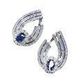 wholesale S925 Sterling Silver Fashion Banquet Style Luxury Set 6*8mm Blue Sapphire Earrings with a High-End Feel for Women-0-4