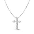 wholesale S925 sterling silver Nordic wedding-style necklace for women, featuring a delicate cross pendant with round zirconia inlay, designed as an elegant collarbone chain-0-5