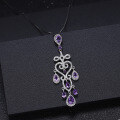wholesale S925 Silver Designer Luxury Gemstone Pendant French Romantic Elegant Natural Amethyst Necklace Pendant-0-1