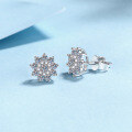 wholesale S925 Sterling Silver Moissanite Floral Stud Earrings Fashionable Elegance Simple Commute Holiday Gift for Girlfriend-0-1