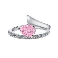 wholesale S925 Sterling Silver Cross-Border European and American Women's Ring with High-End 8A Zircon Inlay, Ice Flower Cut Craft, Luxurious Closed Band-White gold pink zircon DY120843-SW-BF>7