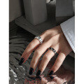 wholesale S925 Sterling Silver Korean Version INS Niche Design Minimalist Versatile Irregular Textured Open Ring for Women-0-2