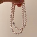 wholesale S925 Sterling Silver Magnetic Clasp Round Swarovski Pearl Bracelet Hand-strung Beaded Audrey Hepburn Style Pearl Necklace Collarbone Chain-0-3