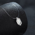 Sterling Silver Moissanite Rectangular Pendant Necklace-0-0