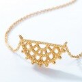 wholesale S925 Gold-Plated Japanese New Retro Lace Geometric Champagne Pendant Necklace Collarbone Chain Wholesale-0-2