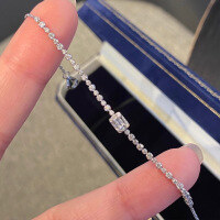 wholesale S925 Sterling Silver Red Elk Full Body Light Luxury Sugar Cube Necklace Square Bracelet for Women, Advanced Classic Minimalist Versatile Hand Accessories-BS0008-Platinum 925 Silver