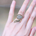 wholesale S925 Silver New Bohemian Style Simulated Diamond Snake-shaped Adjustable Ring for Women-0-3